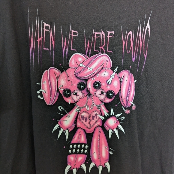 Black Men's Shirt with Pink Bunny Graphic - When We Were Young 2024 XXL - Picture 2 of 4